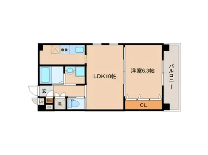 エクスフォーレスト奈良(1LDK/3階)の間取り写真