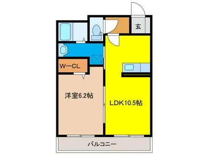 ラフィネ扶桑エスタシオン(1LDK/3階)の間取り写真