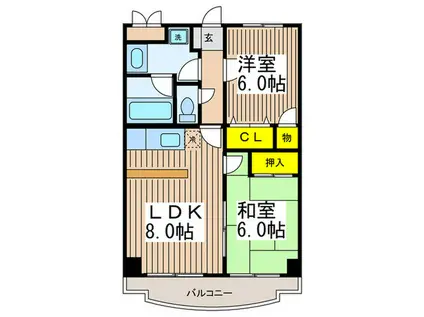 エスパスハマノ(2LDK/5階)の間取り写真