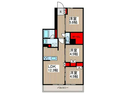 グランカーサ川口青木町公園(3LDK/1階)の間取り写真