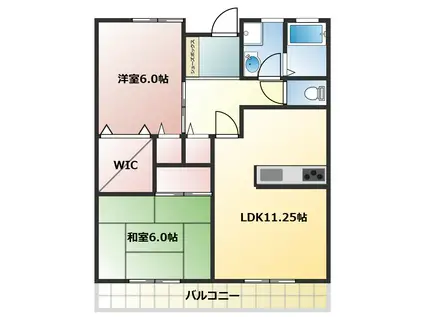 ジョーネピアII(2LDK/2階)の間取り写真