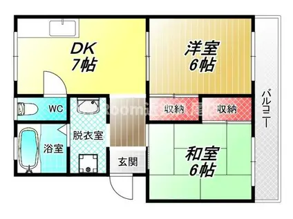 大和川ハイツII(2DK/2階)の間取り写真