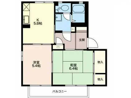 ディアスポム(2K/2階)の間取り写真