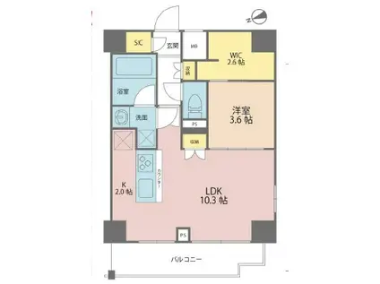 AXAS RESIDENCE 目黒東 アクサスレジデンス目黒東(1LDK/14階)の間取り写真