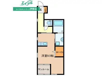 ボワ・リジエール A(ワンルーム/1階)の間取り写真