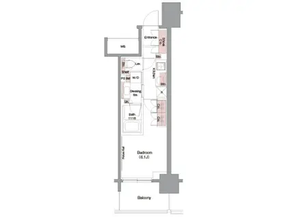 ザ・パークハビオ堂島(1K/9階)の間取り写真