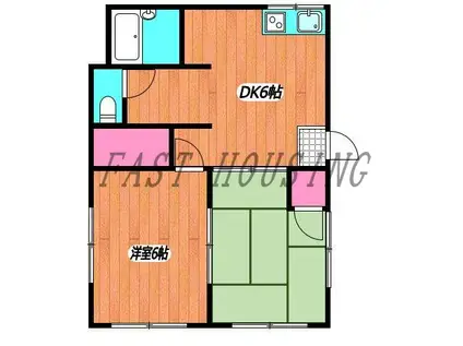 スクウェアハウス(2DK/1階)の間取り写真