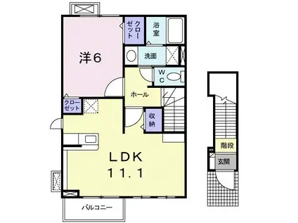 サンセレーノ(1LDK/2階)の間取り写真