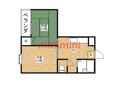 グリーンハウス(2DK/3階)の間取り写真