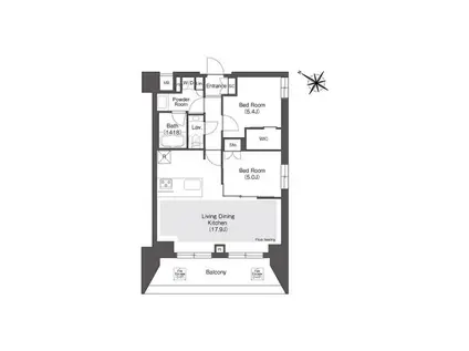 オアーゼ文京大塚(2LDK/4階)の間取り写真
