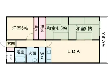 枚方一番館(3LDK/2階)の間取り写真