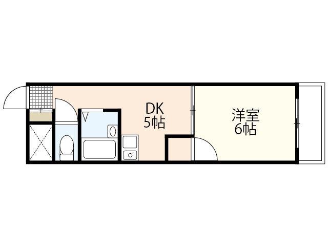 ハイツAI江波(1DK/2階)の間取り写真