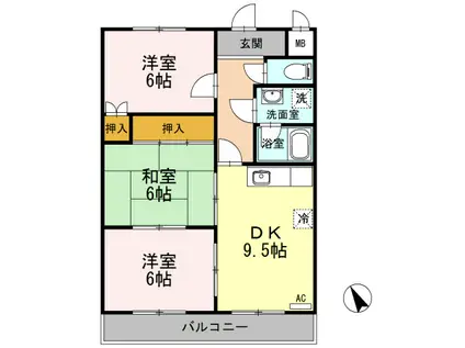 アゼリア祇園(3LDK/4階)の間取り写真
