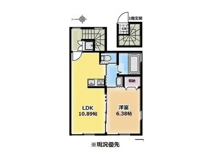 B・キャッスル十条(1LDK/2階)の間取り写真