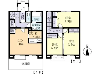 PLANTS陽光台A(3LDK/1階)の間取り写真