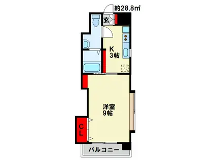 プレステージ・デル・エアポート(1K/3階)の間取り写真