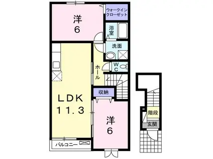 サテライト匠(2LDK/2階)の間取り写真