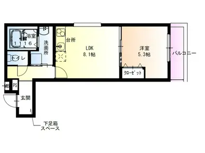 フジパレス春木駅北Ⅱ番館(1LDK/1階)の間取り写真