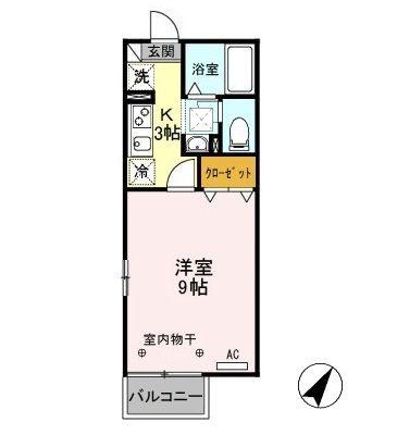 リビングカメリア A/B(1K/1階)の間取り写真