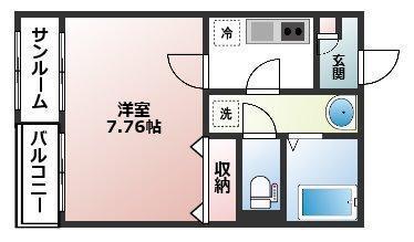 プリズム婦中I(1K/1階)の間取り写真
