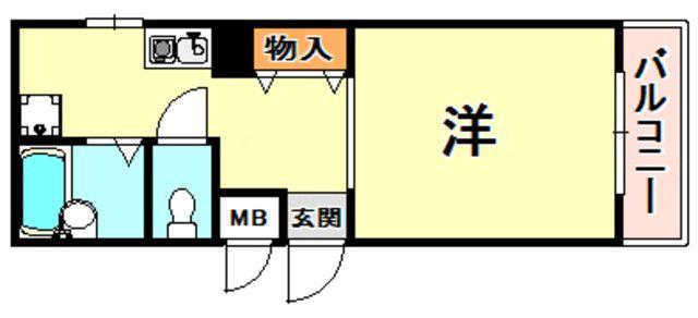 ルネス御影(ワンルーム/3階)の間取り写真