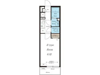 リブリ・ソレイユ長後(1K/1階)の間取り写真