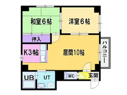 パレスマンション清田(2LDK/3階)の間取り写真