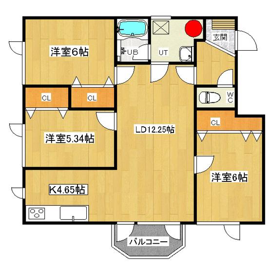 ハイツラーク(3LDK/1階)の間取り写真