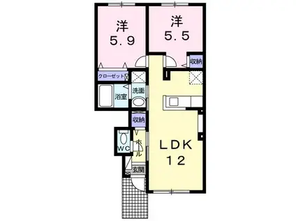 COLLINE雅(2LDK/1階)の間取り写真