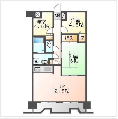 清水マンション(3LDK/4階)の間取り写真