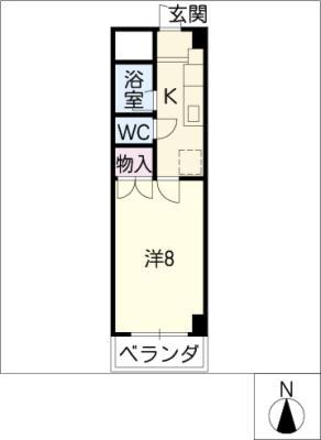 地下鉄桜通線 桜山駅 徒歩9分 4階建 築31年(1K/4階)の間取り写真