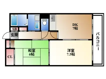 ドムス・栄(2DK/4階)の間取り写真