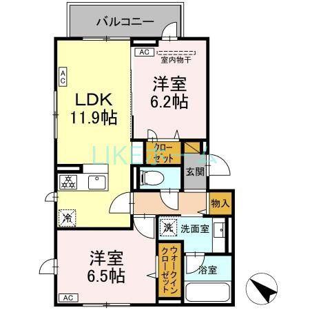 レジデンスヒルトップX XI X(2LDK/2階)の間取り写真