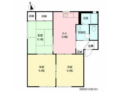 AXIS桑野III B棟(3DK/1階)の間取り写真