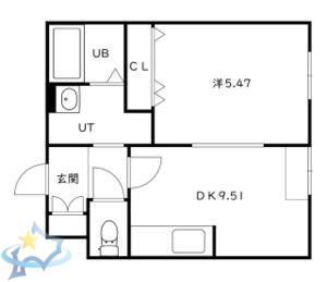 フレグランスコート(1LDK/5階)の間取り写真