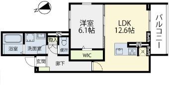 ELGRAND上津(1LDK/3階)の間取り写真
