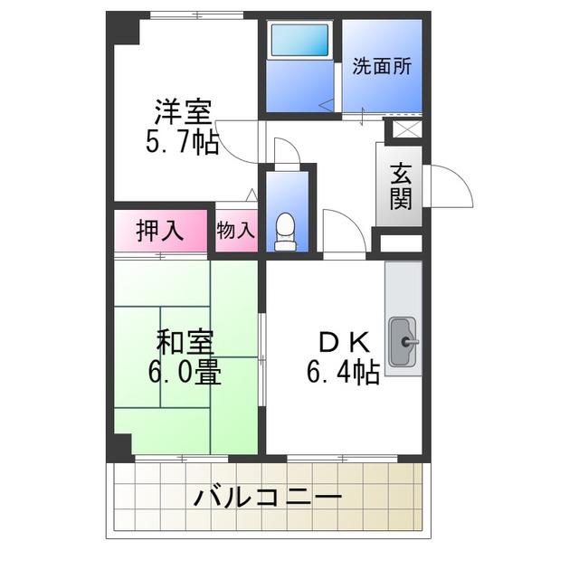 ANESIS OCTO(2DK/2階)の間取り写真