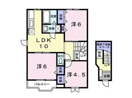 エスポワールA・B(3LDK/2階)の間取り写真