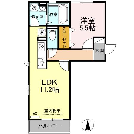 ペール メール メゾン(1LDK/1階)の間取り写真