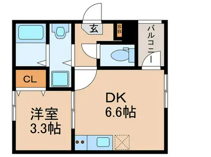 メゾンアンバー(1DK/2階)の間取り写真