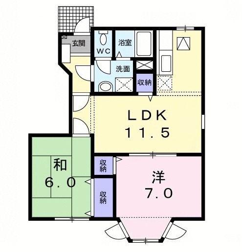ヴィラ・イースト(2LDK/1階)の間取り写真