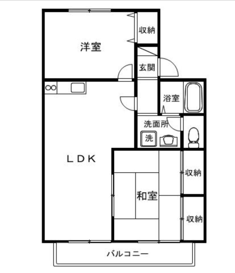 パークハイムA棟(2LDK/2階)の間取り写真