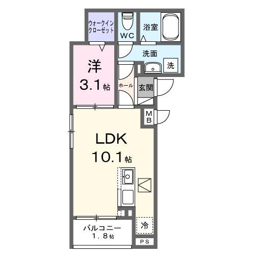 グレイスフル9(1LDK/1階)の間取り写真