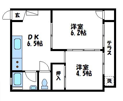 坂本ビル(2DK/1階)の間取り写真