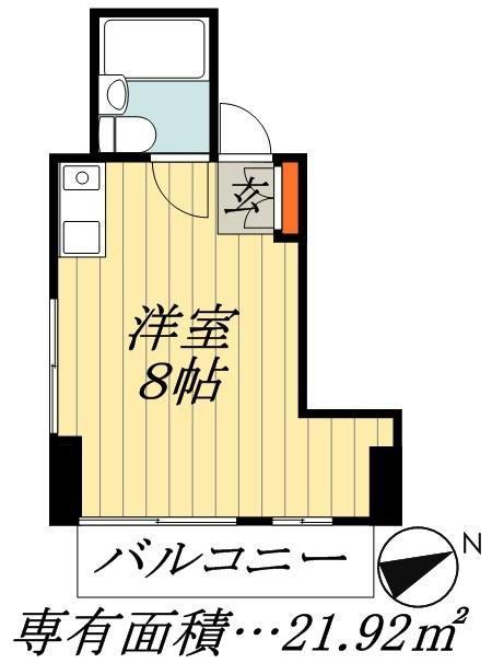 アヴァンス(ワンルーム/2階)の間取り写真