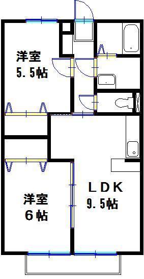 ピッケル加佐(2LDK/1階)の間取り写真
