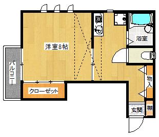 フェリオ朝霧(1K/2階)の間取り写真