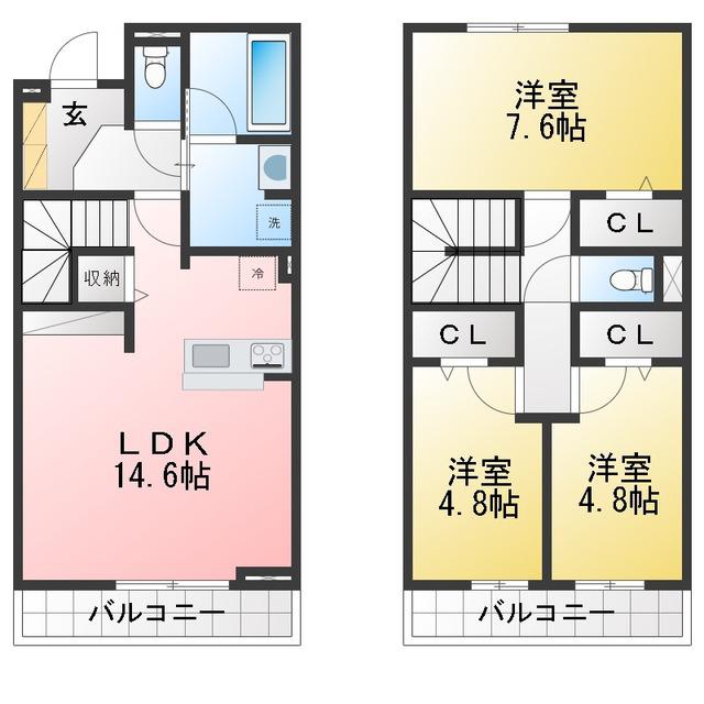 ベルコートII(3LDK/1階)の間取り写真