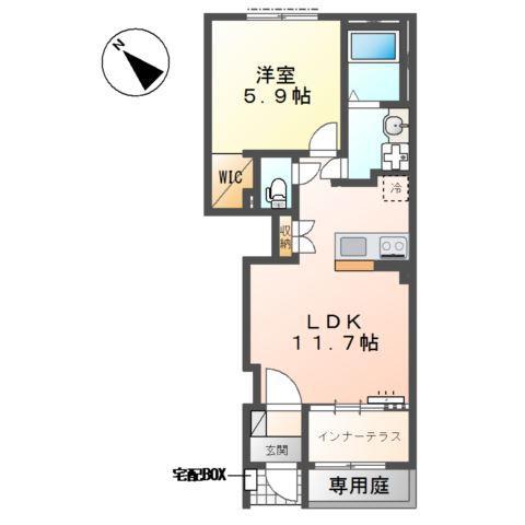 MAISON CHOU CHOU(1LDK/1階)の間取り写真