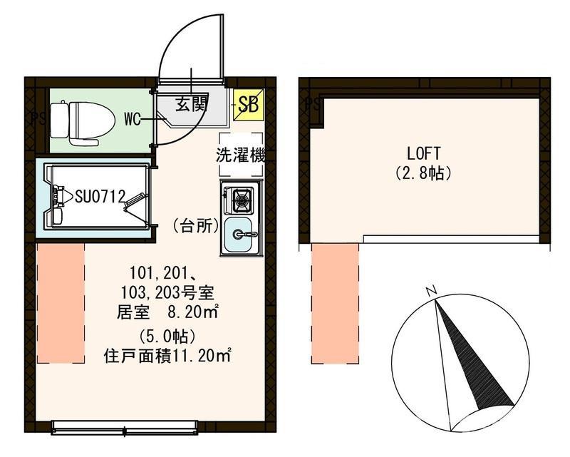 ハーモニーテラス町屋III(ワンルーム/1階)の間取り写真